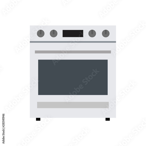 Vector illustration of kitchen gray gas stove. Flat design.