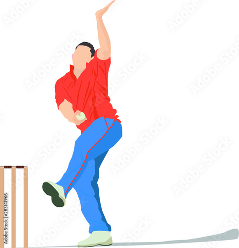 A cricket fast bowler bowling