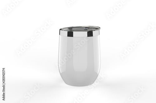 Blank Stainless Steel Stemless Wine Glass Tumbler for Branding. 3d illustration.