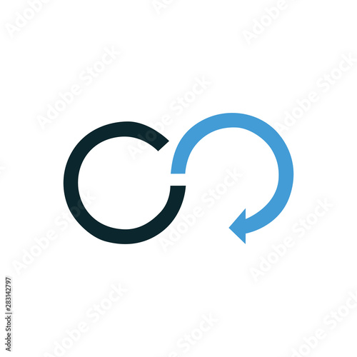 Blue Infinity arrow Vector Logo Template Illustration Design. Vector illustration isolated on white background.