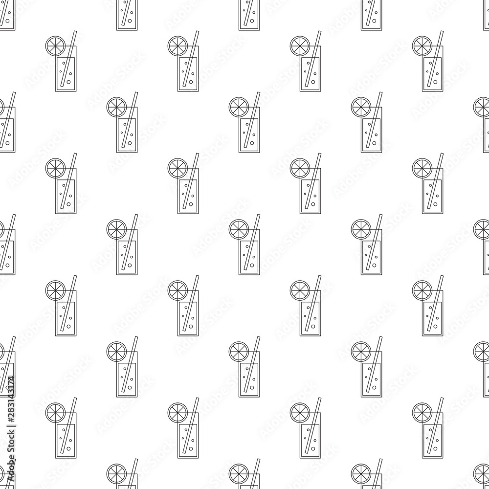 Vector seamless pattern with outline cocktails. Seamless pattern.
