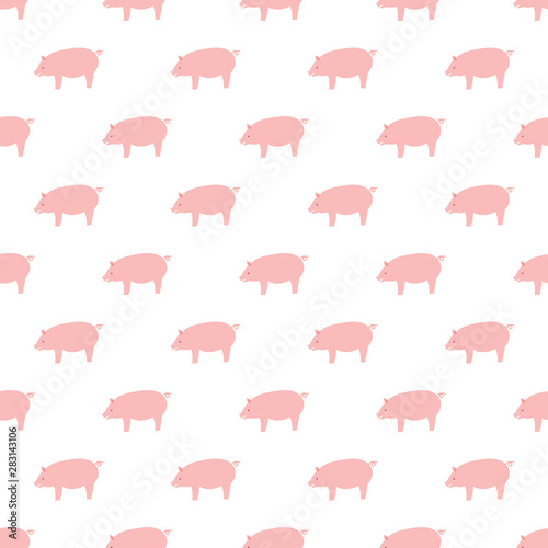 Vector seamless pattern with pigs. Vector pink pigs..