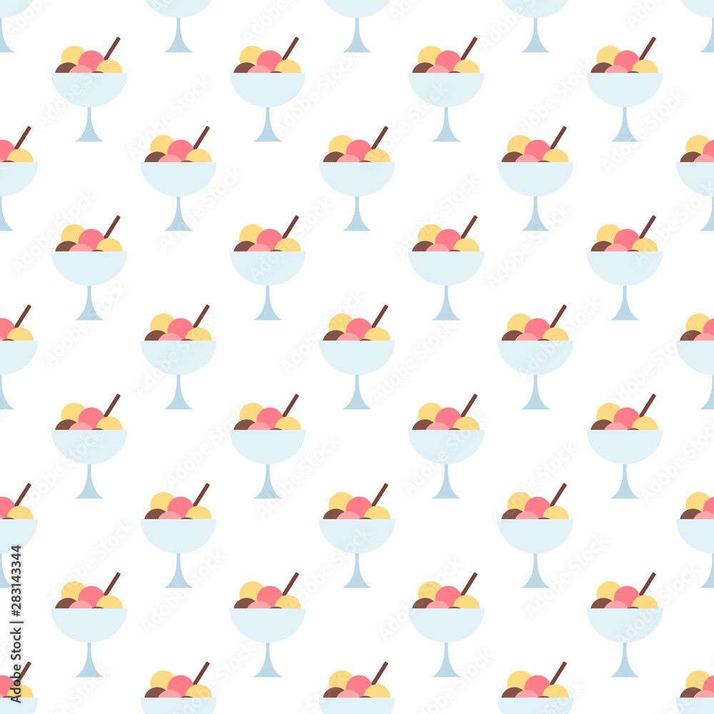 Vector seamless pattern of ice cream in a glass cup. Seamless pattern. Vector seamless pattern of ice cream in a glass cup. Seamless pattern.