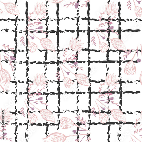 Japanese template with japanese flowers lotus for decorative design. Fabric pattern. Beautiful vector background. photo