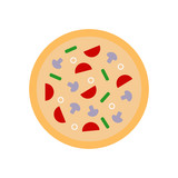 Vector illustration of flat round italian pizza.