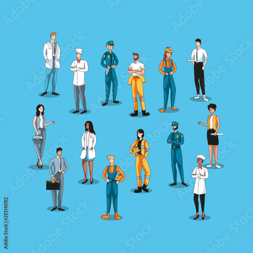 group of workers avatar character