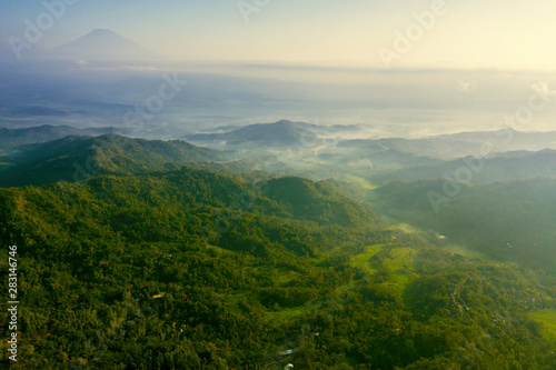 Beautiful Ngisis hill scenery at misty morning