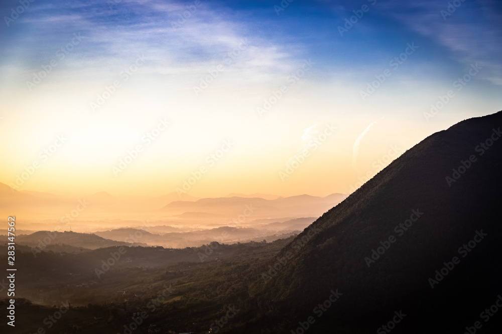 pre-dawn light over Mount Siserno