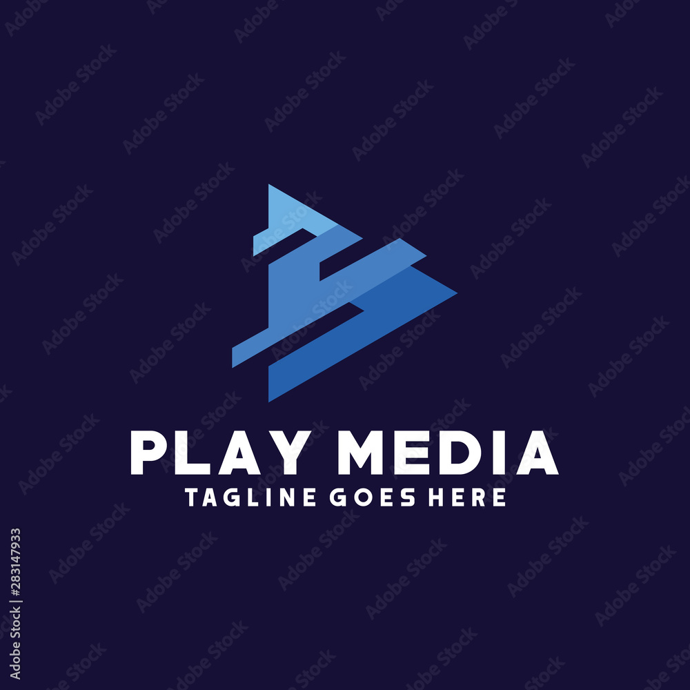 Fototapeta premium Play Media Logo Vector Logo Design Template. Modern and Geometric Icon. Application And Digital Symbol.