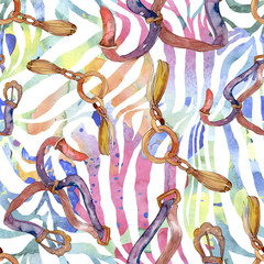 Foto auf Acrylglas Blumen- und Juwelenmuster Gürtel skizzieren Mode-Glamour-Illustration. Aquarellhintergrundillustrationssatz. Nahtloses Hintergrundmuster.  © LIGHTFIELD STUDIOS