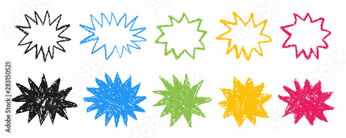 Canvas Print Colorful hand drawn starburst set