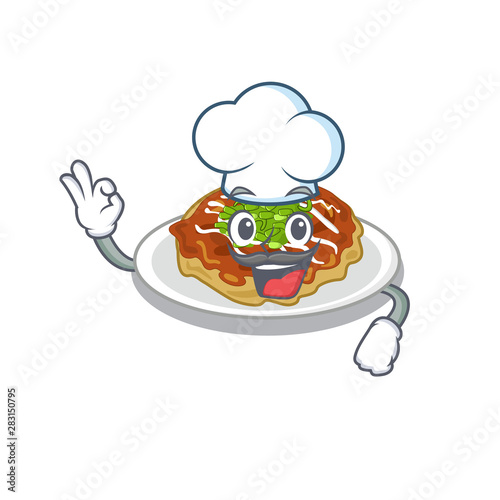 Chef okonomiyaki in the a mascot shape