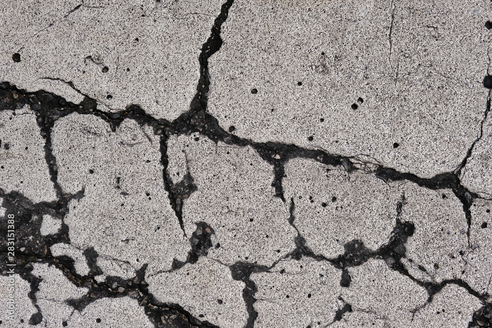 Fototapeta premium Crack on a concrete surface in Los Angeles for interior design.