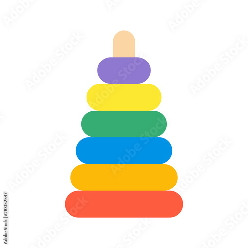 Vector illustration of colorful toy pyramid. Toy pyramid icon.
