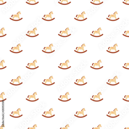 Vector seamless pattern with rocking horse. Seamless pattern.