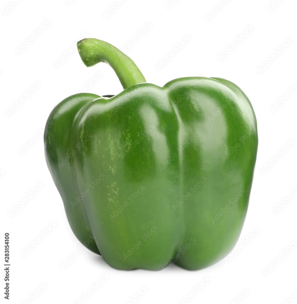 Ripe green bell pepper on white background Ripe green bell pepper on white background