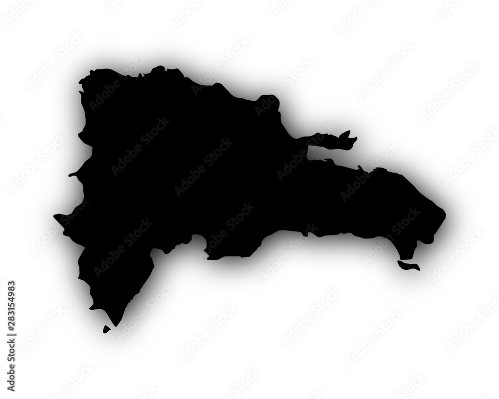 Karte der Dominikanischen Republik mit Schatten Karte der Dominikanischen Republik mit Schatten