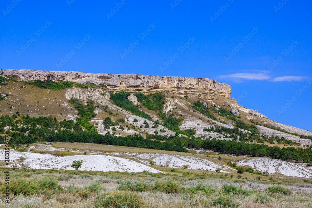 Fototapeta premium White rock in the Crimea. White rock Sights of Crimea. High rock Rocky mountain