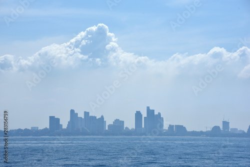 landscape View with ocean  city and cloud background