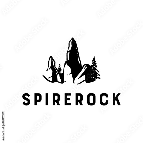 Spire rock nature outdoor adventure logo design template