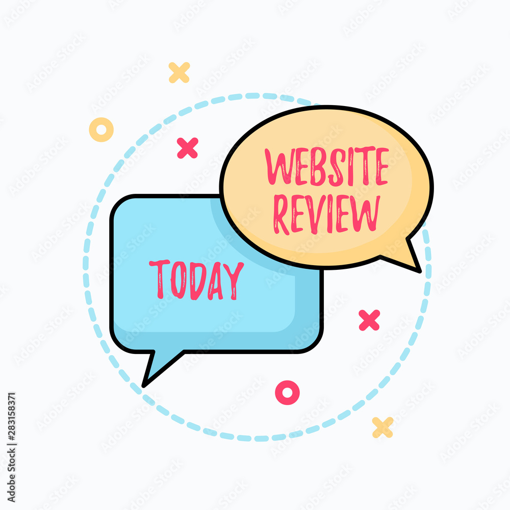 Conceptual hand writing showing Website Review. Concept meaning Reviews that can be posted about businesses and services Pair of Overlapping Bubbles of Oval and Rectangular Shape