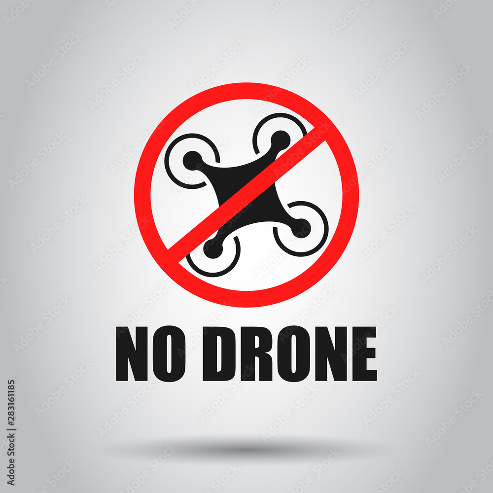 No drone zone sign icon in transparent style. Ban vector illustration on isolated background. Forbidden flight business concept. No drone zone sign icon in transparent style. Ban vector illustration on isolated background. Forbidden flight business concept.