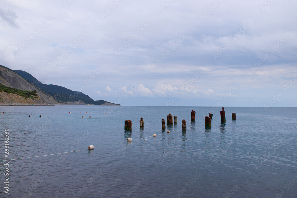 Sea in cloudy weather. Calm sea. View of the sea from a height. Anapa district. The vastness of Russia. Black Sea . Summer landscape sea and sky Sea in cloudy weather. Calm sea. View of the sea from a height. Anapa district. The vastness of Russia. Black Sea . Summer landscape sea and sky