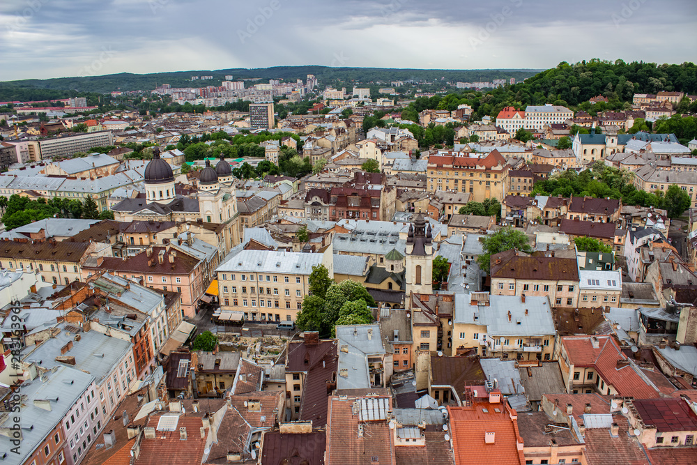 Architecture of Lviv. Lviv is the cultural center of Ukraine. Television and town hall in the center. Tourist attractions. .
