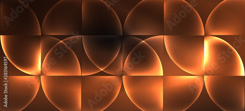 Neon glowing techno lines, hi-tech futuristic abstract background. Template with abstract shapes in dark space