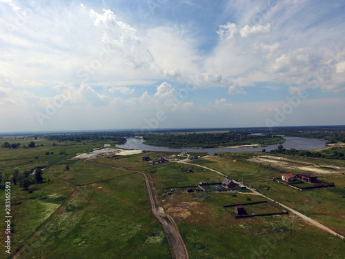 Aerial view of the saburb landscape (drone image). Kiev Region photo