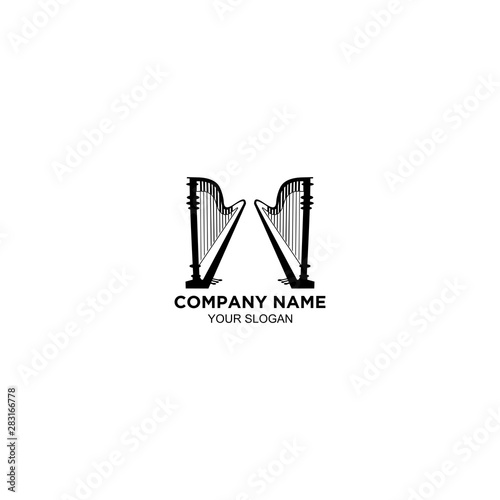 Gate Harp Logo Design Vector