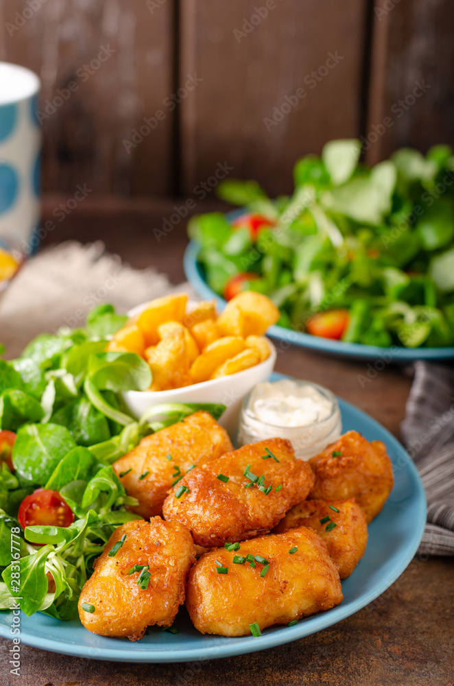 Fototapeta premium Homemade fish and chips