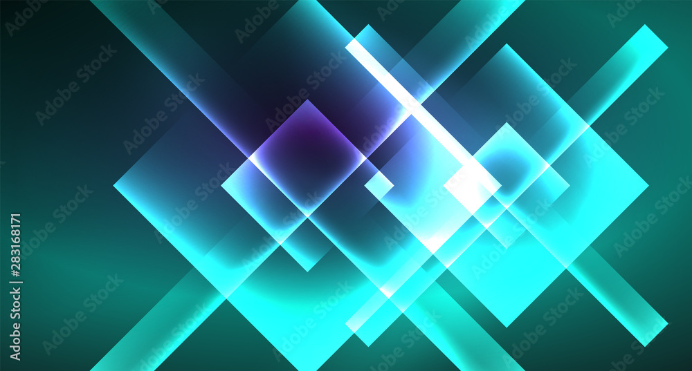 Neon shiny color squares on black, modern template Neon shiny color squares on black, modern template
