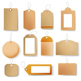 Labels or blank price tags isolated objects, shopping and sale