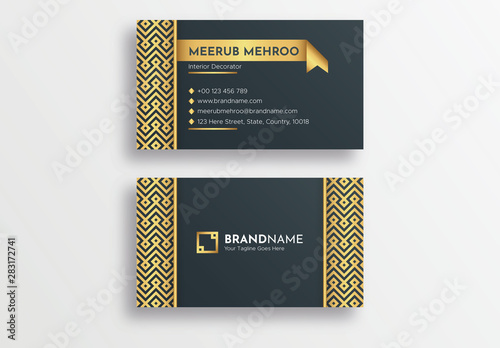 Dark and Golden Luxury Business Card Design Template