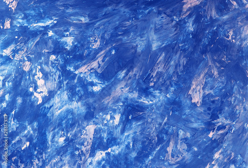  Abstract texture, patterns of blue paint on canvas, background
