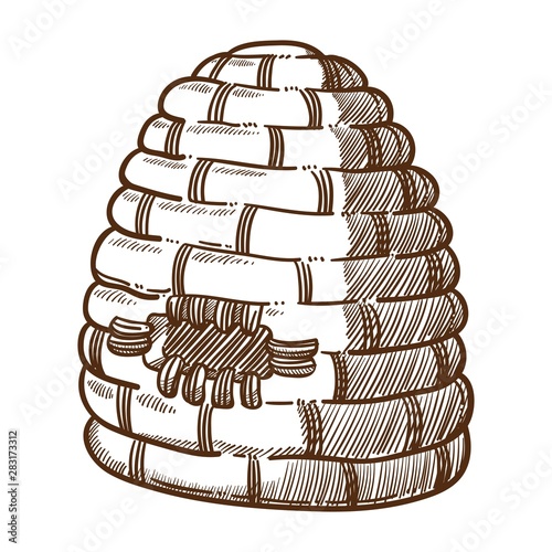 Beekeeping farm, beehive, apiary and apiculture isolated sketch