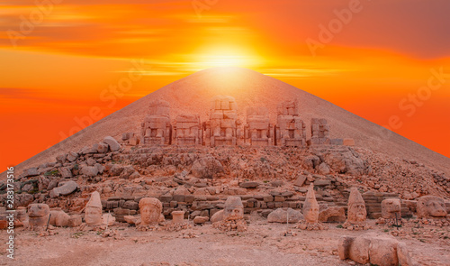 Statues on top of the Nemrut Mountain  in Adiyaman  Turkey