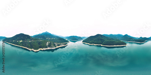 Damyang  South Korea - 24 July 2019 Damyang Lake 360 Aerial Panoramic view of Lake in Damyang..