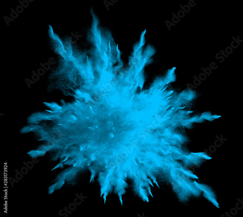 Explosion of a powder. Freeze motion of color powder exploding, 3D illustration. 