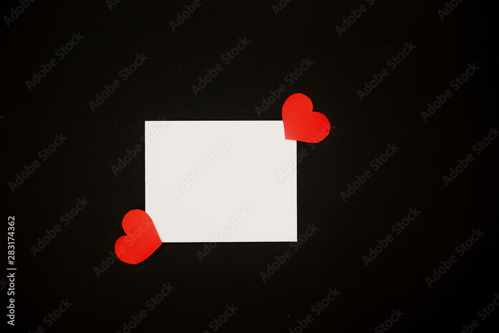 Red hearts on black background. for banner background, copy space, background for love card Red hearts on black background. for banner background, copy space, background for love card