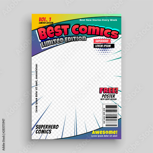 comic book cover magazine front page design layout
