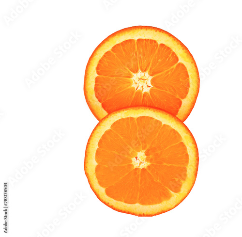 Orange slices on white background