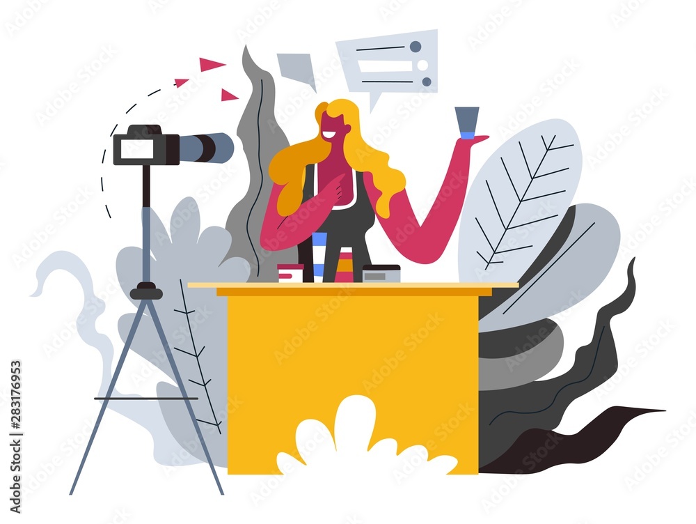 Internet profession or hobby, beauty blogger, girl and cosmetics Internet profession or hobby, beauty blogger, girl and cosmetics