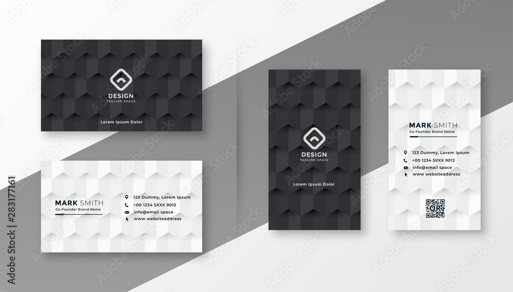 black and white business card design template - obrazy, fototapety, plakaty 