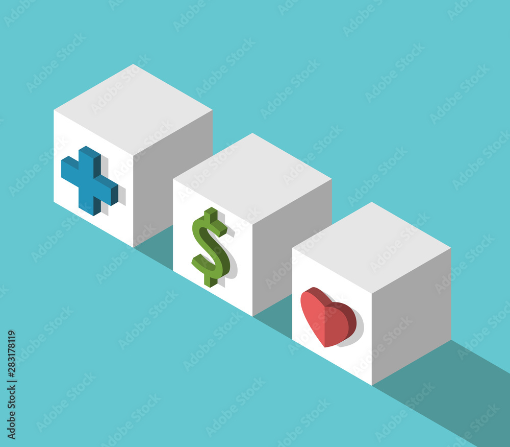 Cross, dollar, heart cubes Cross, dollar, heart cubes