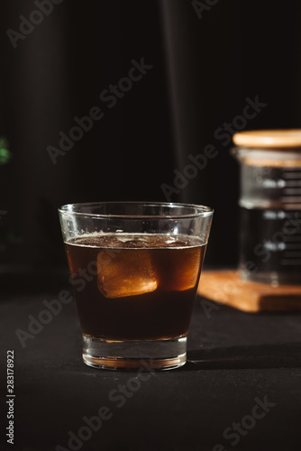 Iced coffee or cold brew coffee in a glass