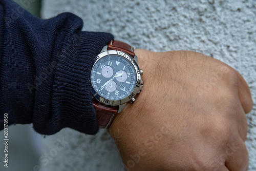 Pilot watch on wrist