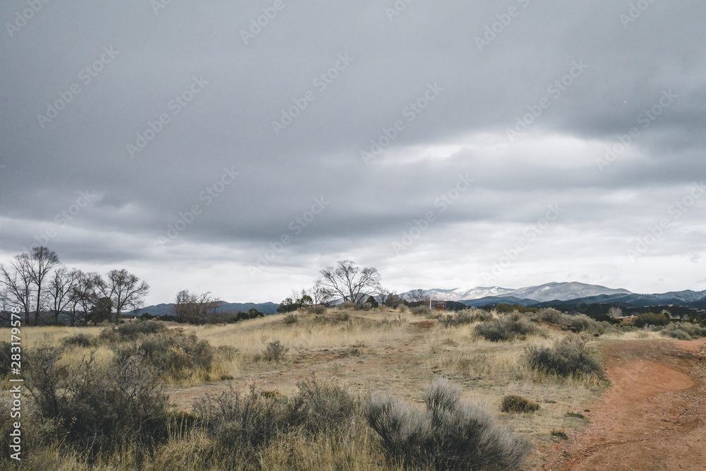 Desert landscape near Santa Fe, New Mexico, USA