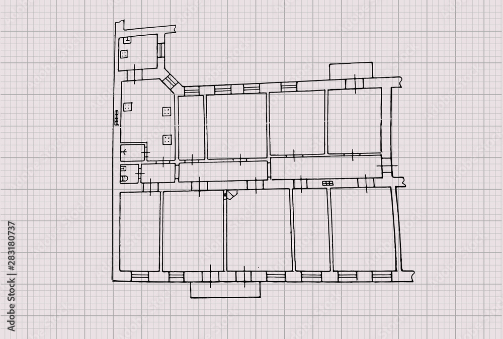 Floor plan. Drawing on graph paper. Vector illustration. Stock Vector